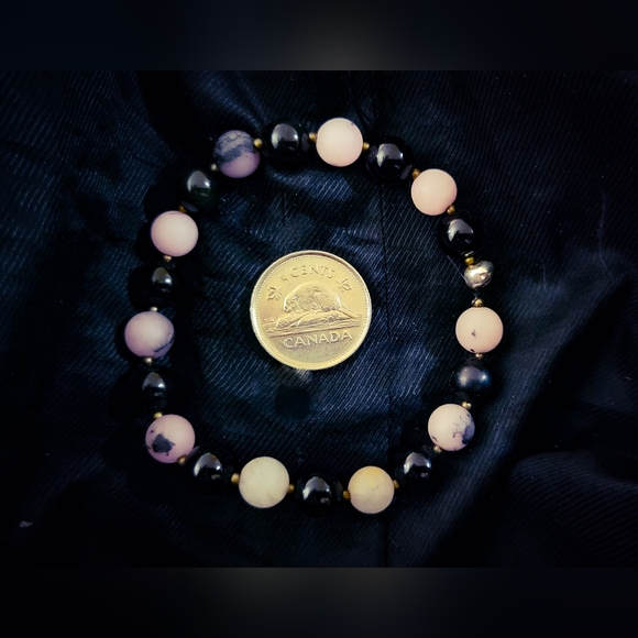 One Mystery Handmade Real Crystal Bracelet - Round Stone Beads, Recycled Spacers - Picture 3 of 7